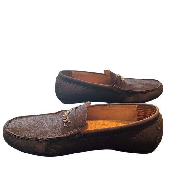 Stacy Adams Black Jacquard Size 13 Norwood Moc Toe Bit Slip On Loafers